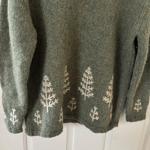Vintage Eddie Bauer Womens Christmas Tree Sweater 100% Wool Size Large Green 90s - Picture 4 of 8